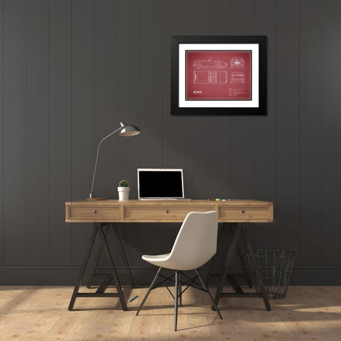Austin-Healey 100-Maroon Black Modern Wood Framed Art Print with Double Matting by Rogan, Mark