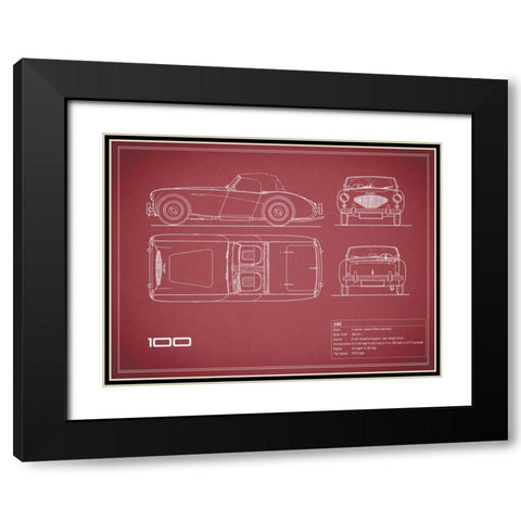 Austin-Healey 100-Maroon Black Modern Wood Framed Art Print with Double Matting by Rogan, Mark