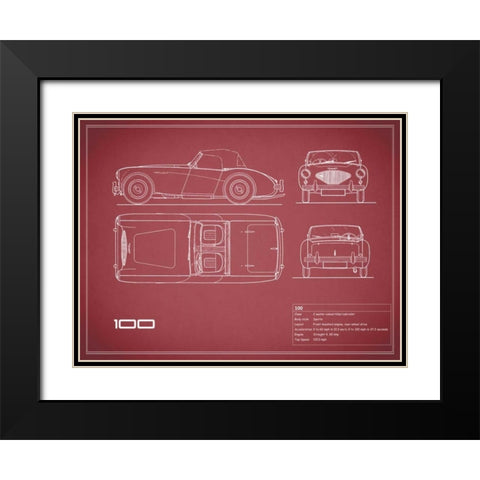 Austin-Healey 100-Maroon Black Modern Wood Framed Art Print with Double Matting by Rogan, Mark