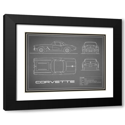 Corvette 33BHP-Grey Black Modern Wood Framed Art Print with Double Matting by Rogan, Mark