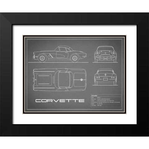 Corvette 33BHP-Grey Black Modern Wood Framed Art Print with Double Matting by Rogan, Mark