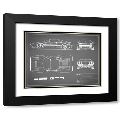 Ferrari 288-GTO-Grey Black Modern Wood Framed Art Print with Double Matting by Rogan, Mark