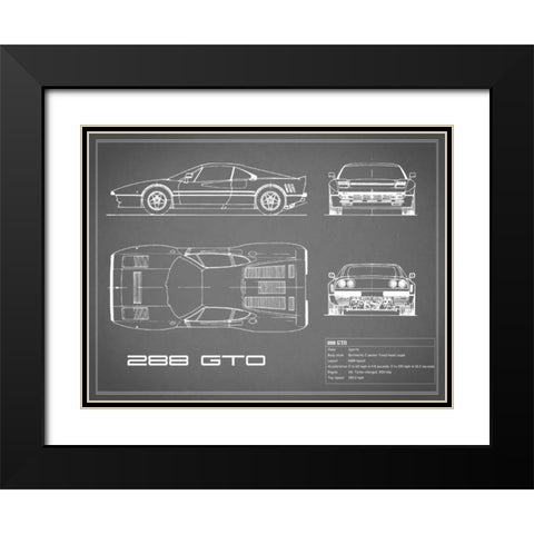 Ferrari 288-GTO-Grey Black Modern Wood Framed Art Print with Double Matting by Rogan, Mark