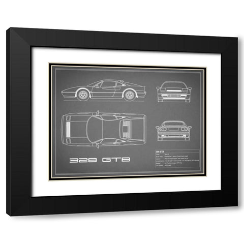 Ferrari 328-GTB-Grey Black Modern Wood Framed Art Print with Double Matting by Rogan, Mark