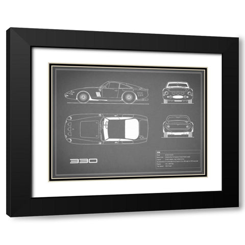 Ferrari 330-Grey Black Modern Wood Framed Art Print with Double Matting by Rogan, Mark