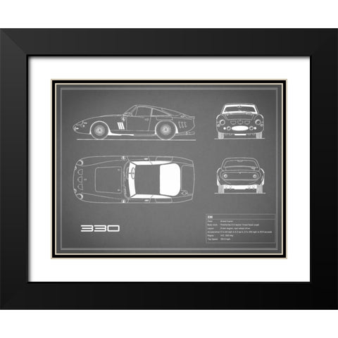 Ferrari 330-Grey Black Modern Wood Framed Art Print with Double Matting by Rogan, Mark