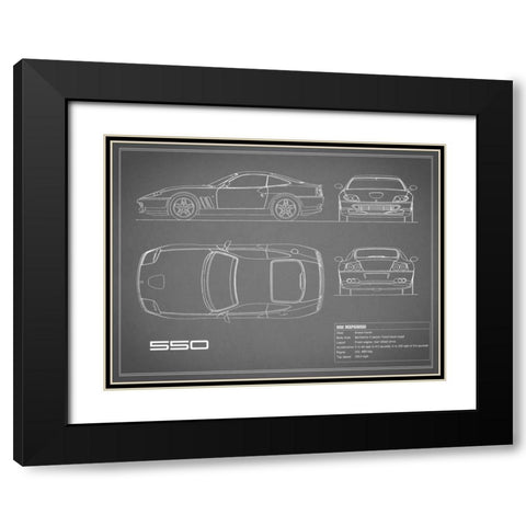 Ferrari 550-Grey Black Modern Wood Framed Art Print with Double Matting by Rogan, Mark