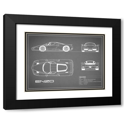 Ferrari Enzo-Grey Black Modern Wood Framed Art Print with Double Matting by Rogan, Mark