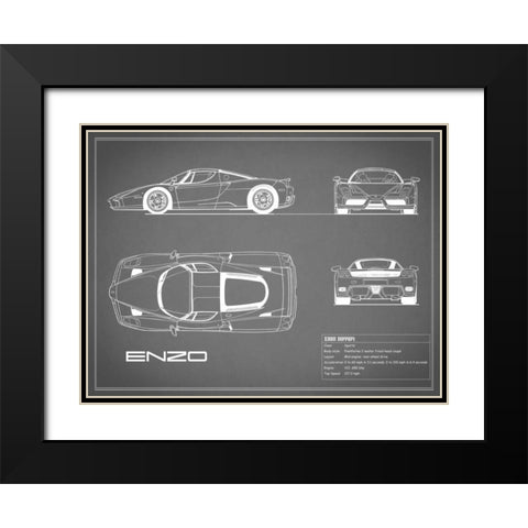 Ferrari Enzo-Grey Black Modern Wood Framed Art Print with Double Matting by Rogan, Mark