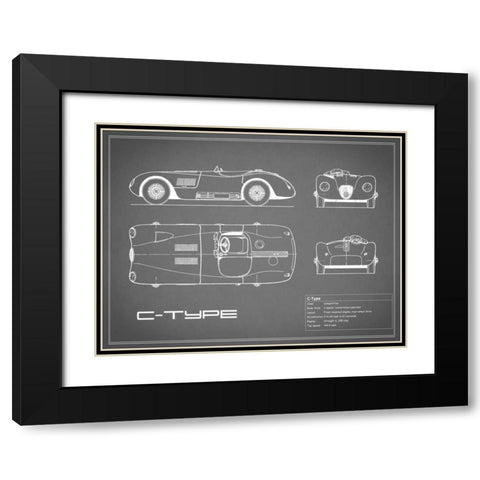 Jaguar C-Type-Grey Black Modern Wood Framed Art Print with Double Matting by Rogan, Mark