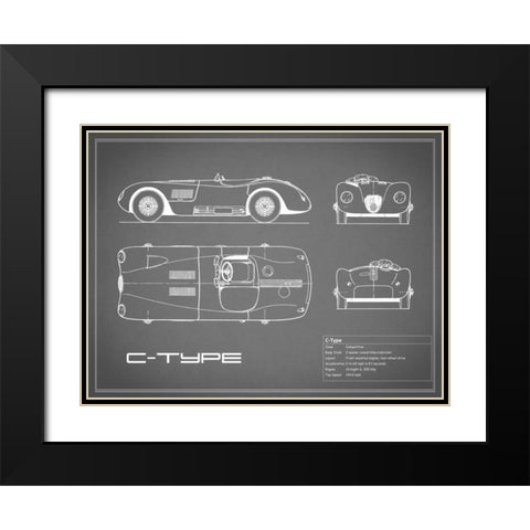 Jaguar C-Type-Grey Black Modern Wood Framed Art Print with Double Matting by Rogan, Mark