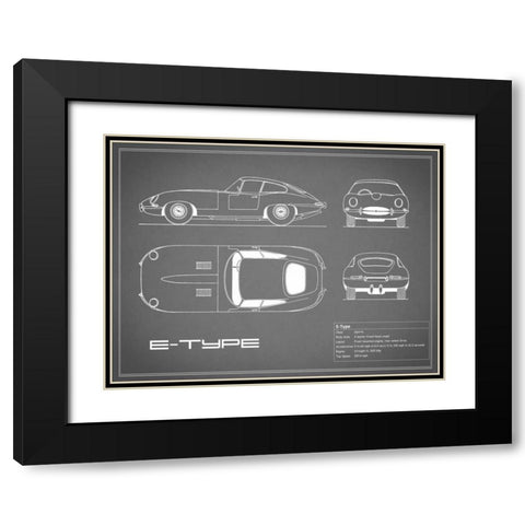 Jaguar E-Type-Grey Black Modern Wood Framed Art Print with Double Matting by Rogan, Mark