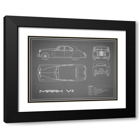 Jaguar MkVII-Grey Black Modern Wood Framed Art Print with Double Matting by Rogan, Mark