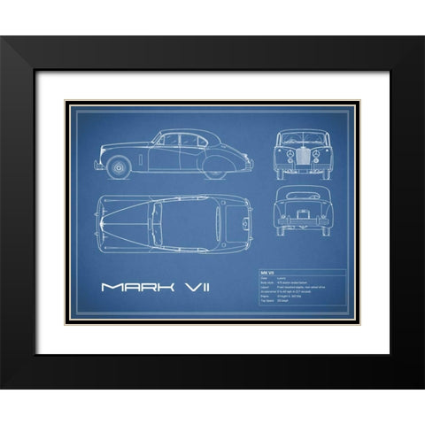 Jaguar MkVII-Blue Black Modern Wood Framed Art Print with Double Matting by Rogan, Mark