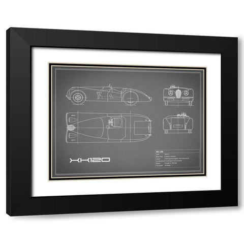 Jaguar XK-120-Grey Black Modern Wood Framed Art Print with Double Matting by Rogan, Mark