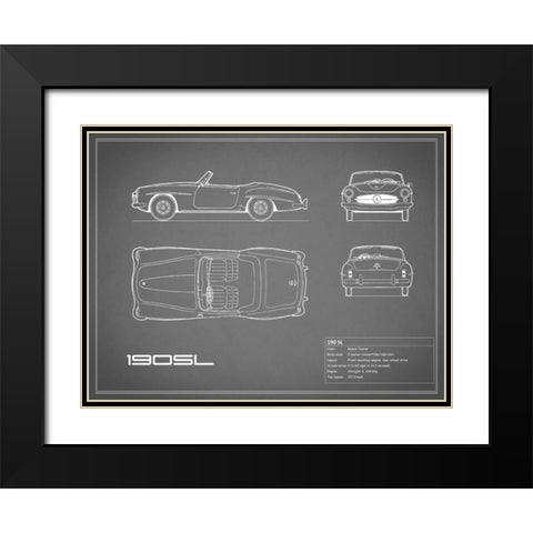 Mercedes 190-SL-Grey Black Modern Wood Framed Art Print with Double Matting by Rogan, Mark