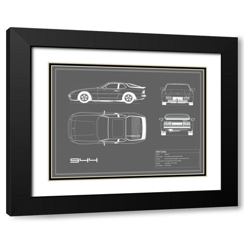 Porsche 944 Turbo-Grey Black Modern Wood Framed Art Print with Double Matting by Rogan, Mark