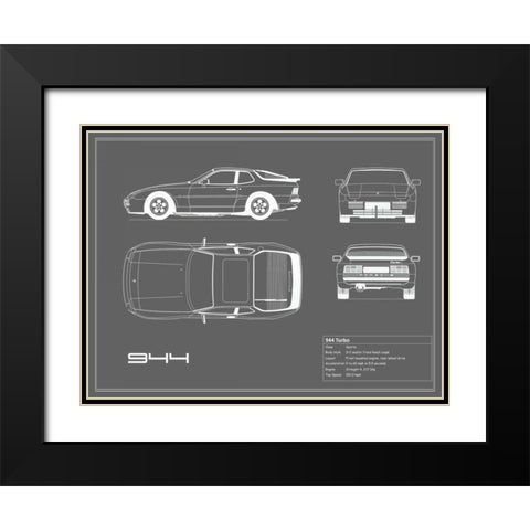 Porsche 944 Turbo-Grey Black Modern Wood Framed Art Print with Double Matting by Rogan, Mark