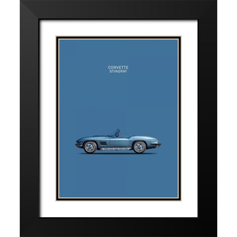 Corvette Stingray 1967 Blue Black Modern Wood Framed Art Print with Double Matting by Rogan, Mark