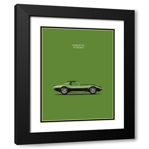 Corvette Stingray 1970 Green Black Modern Wood Framed Art Print with Double Matting by Rogan, Mark