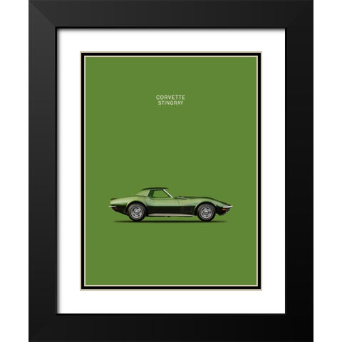 Corvette Stingray 1970 Green Black Modern Wood Framed Art Print with Double Matting by Rogan, Mark