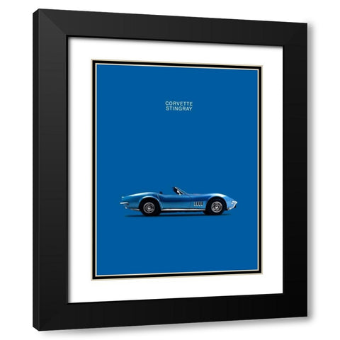 Corvette Stingray Blue Black Modern Wood Framed Art Print with Double Matting by Rogan, Mark