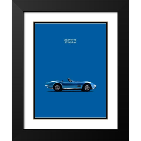 Corvette Stingray Blue Black Modern Wood Framed Art Print with Double Matting by Rogan, Mark