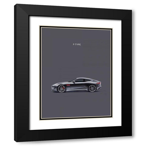 Jaguar F-Type Grey Black Modern Wood Framed Art Print with Double Matting by Rogan, Mark