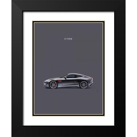 Jaguar F-Type Grey Black Modern Wood Framed Art Print with Double Matting by Rogan, Mark