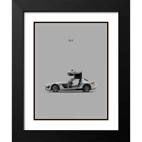 Mercedes SLS Grey Black Modern Wood Framed Art Print with Double Matting by Rogan, Mark
