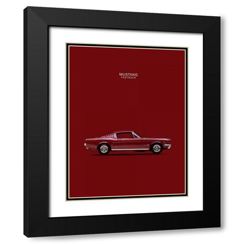 Mustang Fastback 65 Black Modern Wood Framed Art Print with Double Matting by Rogan, Mark
