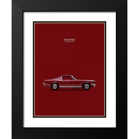 Mustang Fastback 65 Black Modern Wood Framed Art Print with Double Matting by Rogan, Mark