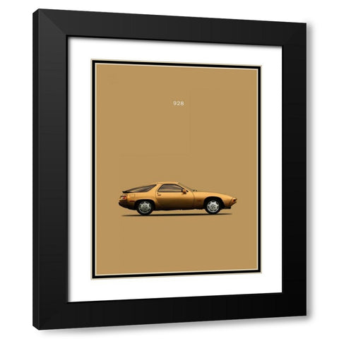 Porsche 928 1979 Black Modern Wood Framed Art Print with Double Matting by Rogan, Mark