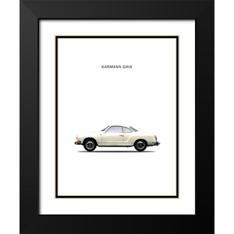 VW Karmann Ghia 1970 White Black Modern Wood Framed Art Print with Double Matting by Rogan, Mark