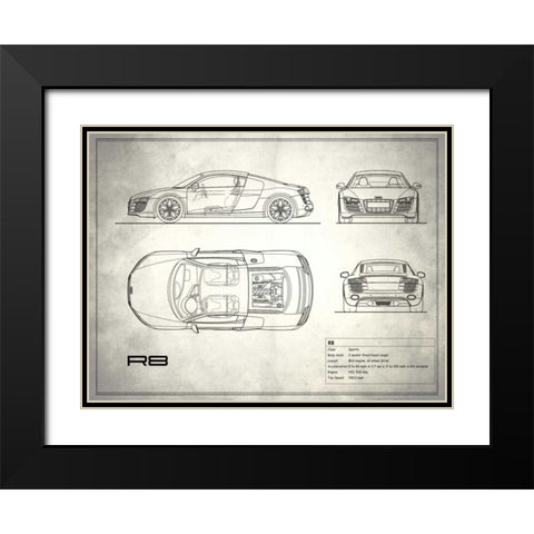 Audi R8 V10 White Black Modern Wood Framed Art Print with Double Matting by Rogan, Mark