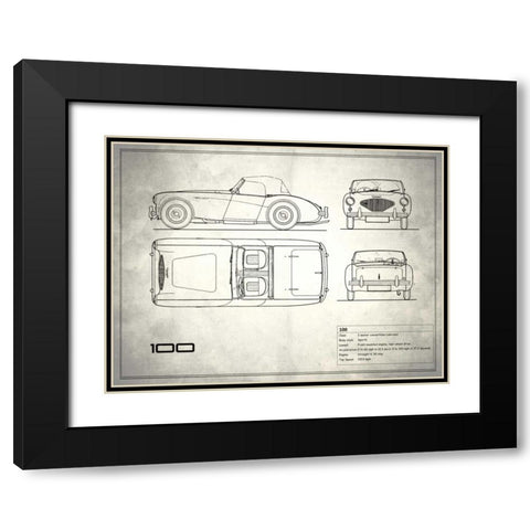 Austin-Healey 100 White Black Modern Wood Framed Art Print with Double Matting by Rogan, Mark