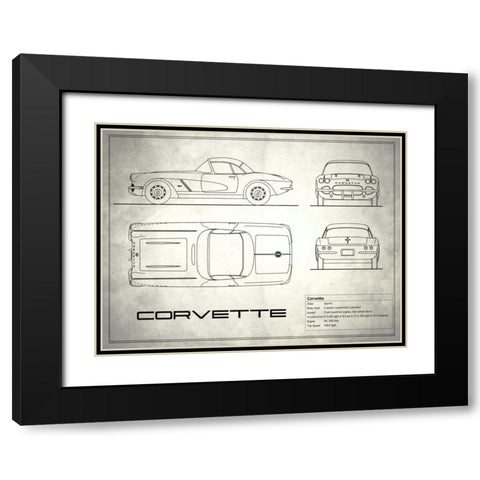 Corvette 33BHP White Black Modern Wood Framed Art Print with Double Matting by Rogan, Mark