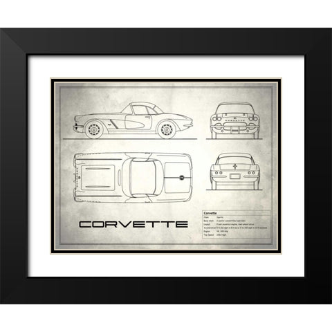 Corvette 33BHP White Black Modern Wood Framed Art Print with Double Matting by Rogan, Mark