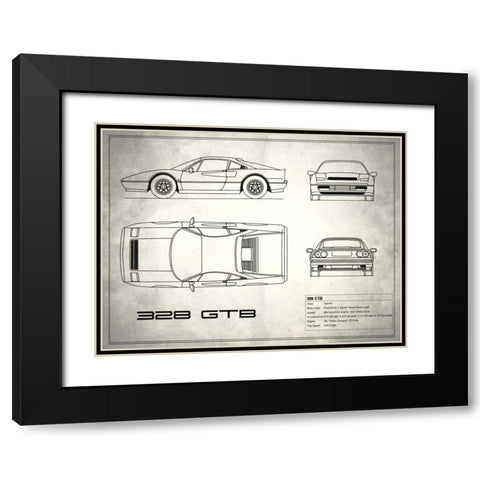 Ferrari 328-GTB White Black Modern Wood Framed Art Print with Double Matting by Rogan, Mark