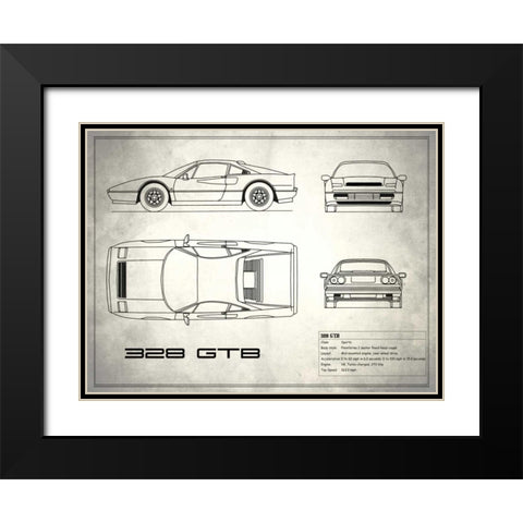 Ferrari 328-GTB White Black Modern Wood Framed Art Print with Double Matting by Rogan, Mark