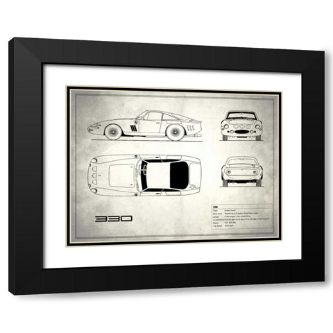 Ferrari 330 White Black Modern Wood Framed Art Print with Double Matting by Rogan, Mark