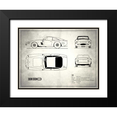 Ferrari 330 White Black Modern Wood Framed Art Print with Double Matting by Rogan, Mark