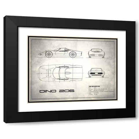 Ferrari Dino206 1965 White Black Modern Wood Framed Art Print with Double Matting by Rogan, Mark