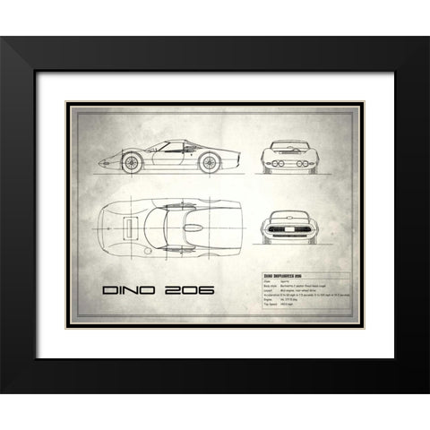 Ferrari Dino206 1965 White Black Modern Wood Framed Art Print with Double Matting by Rogan, Mark