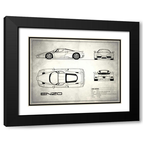 Ferrari Enzo White Black Modern Wood Framed Art Print with Double Matting by Rogan, Mark