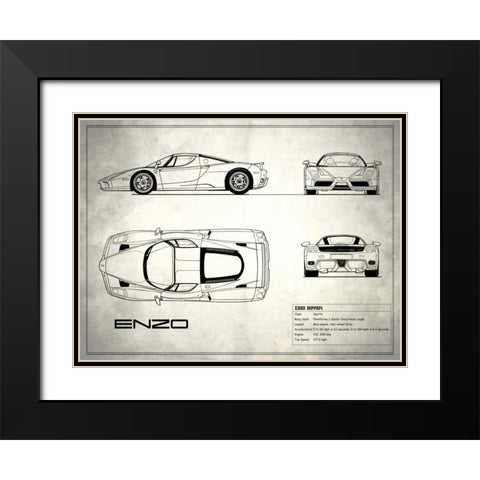 Ferrari Enzo White Black Modern Wood Framed Art Print with Double Matting by Rogan, Mark