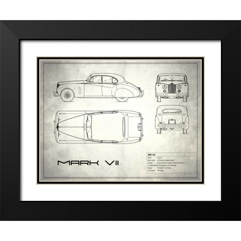 Jaguar Mk VII White Black Modern Wood Framed Art Print with Double Matting by Rogan, Mark