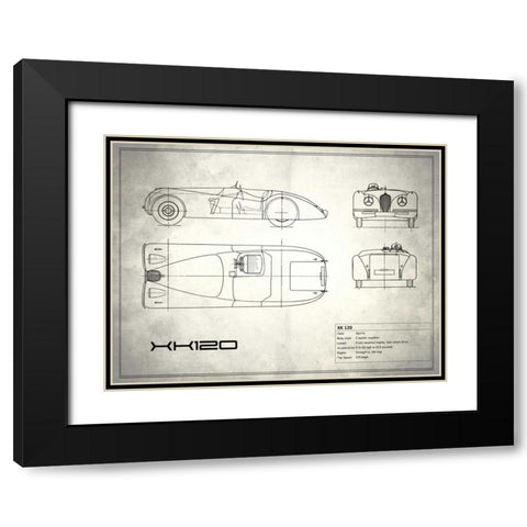 Jaguar XK-120 White Black Modern Wood Framed Art Print with Double Matting by Rogan, Mark