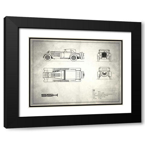 Mercedes SSK White Black Modern Wood Framed Art Print with Double Matting by Rogan, Mark