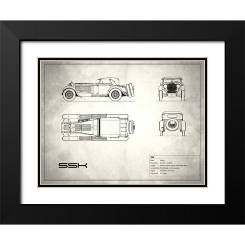 Mercedes SSK White Black Modern Wood Framed Art Print with Double Matting by Rogan, Mark